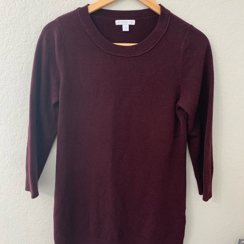 NYCO | Maroon 3/4 Sleeve Crew Neck Sweater